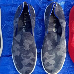 Rothy's Camouflage Slip-On Sneakers - Black and Blue
